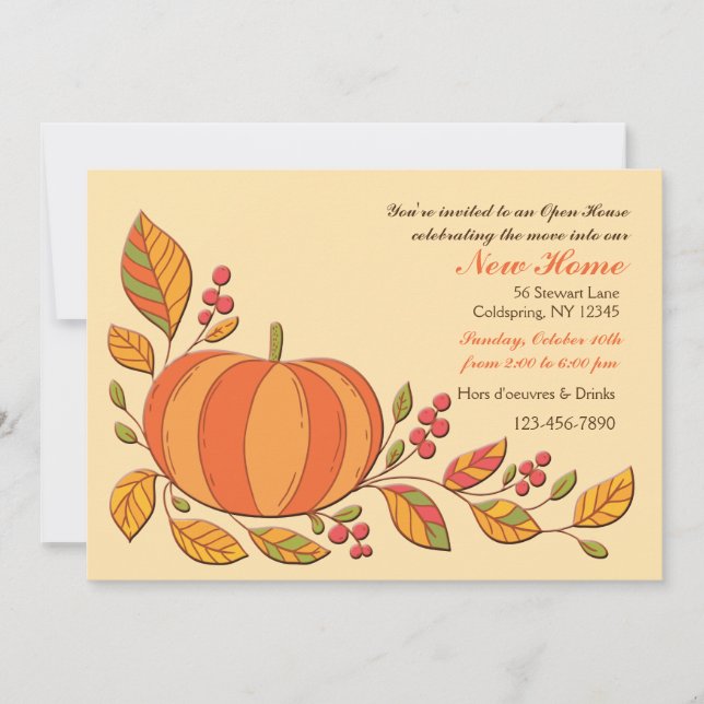 Invitación a la cosecha de calabaza (Anverso)