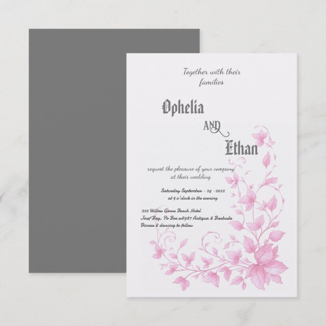 Invitación a la cosecha de rococo floral (Anverso / Reverso)