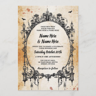 Invitación a la cosecha gótica de Boda Halloween