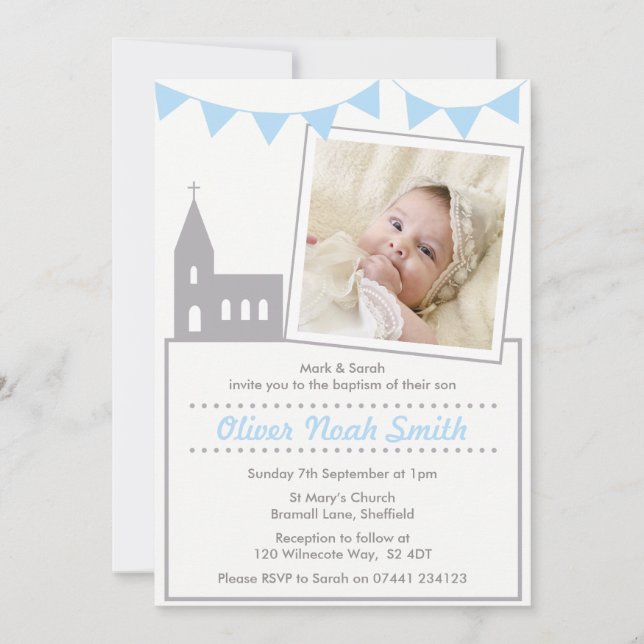 Invitación a la cristalización/bautismo de un niño (Anverso)