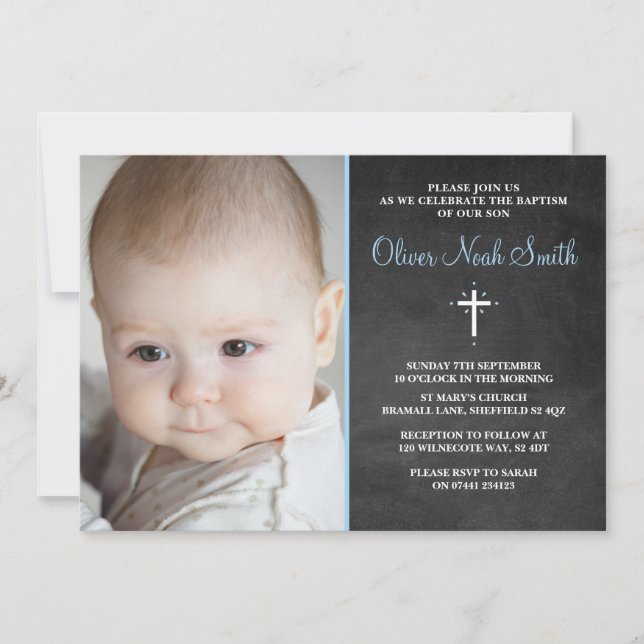 Invitación a la cristalización/bautismo de un niño (Anverso)