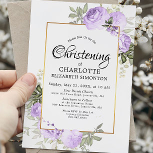 Invitación a la cristalización de color morado flo
