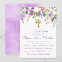 Invitación a la cristiandad Chica de Purple Peonie