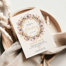 Invitación a la cristiandad de Boho Purple Wildflo