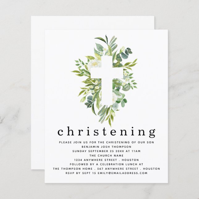 Invitación a la cristiandad de hojas botánicas de  (Anverso / Reverso)