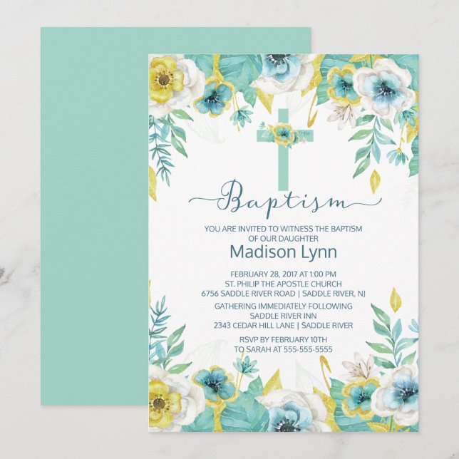 Invitación a la cristiandad del bautismo floral mo (Anverso / Reverso)
