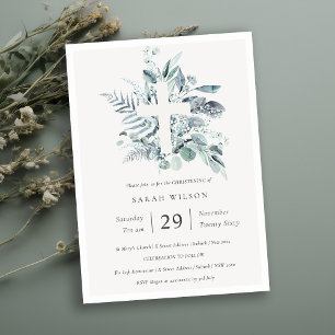 Invitación a la Cruz de Foliage de Eucalyptus Fern