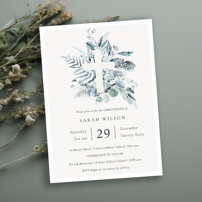 Invitación a la Cruz de Foliage de Eucalyptus Fern (Subido por el creador)