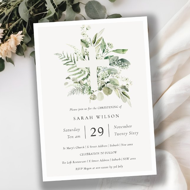 Invitación a la Cruz de Foliage de Eucalyptus Fern (Subido por el creador)