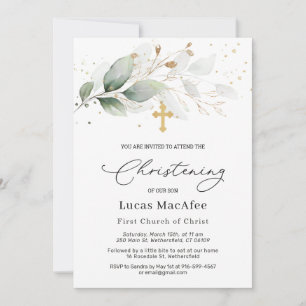 Invitación a la Cruz de Foliage de Oro Verde