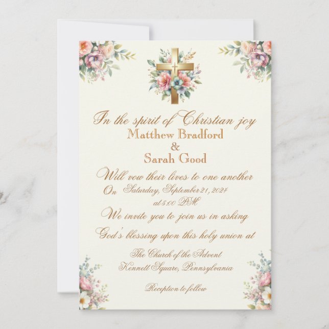 Invitación a la cruzada de oro de flores azules y  (Anverso)