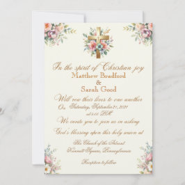 Invitación a la cruzada de oro de flores azules y 