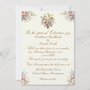 Invitación a la cruzada de oro de flores azules y 