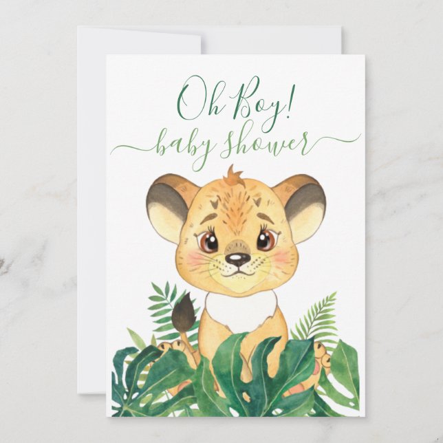 Invitación a la cuna de leones de Baby Shower Jung (Reverso)