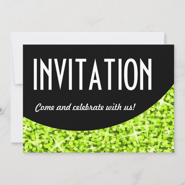 Invitación a la curva negra de Glitz Lime (Anverso)