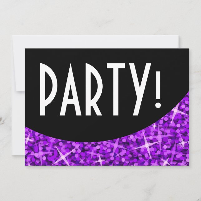 Invitación a la curva negra glitz Purple 'Fiesta!' (Anverso)