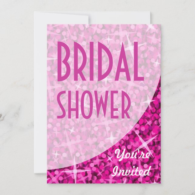 Invitación a la curva rosa de Glitz "Bridal Shower (Anverso)