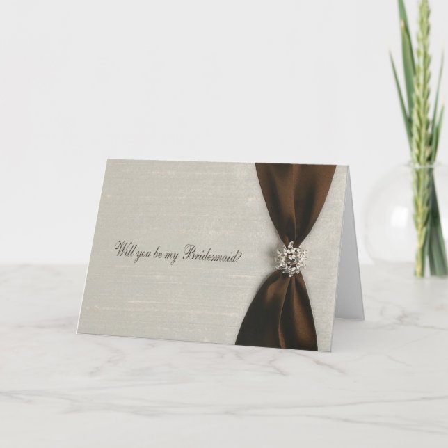 Invitación a la dama de honor, cinta satinada marr (Anverso)