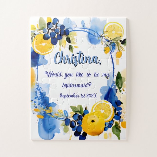 Invitación a la dama de honor de rompecabezas (Vertical)