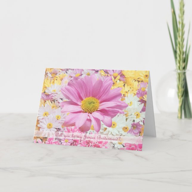 Invitación a la dama de honor - Tarjeta de flor ro (Anverso)