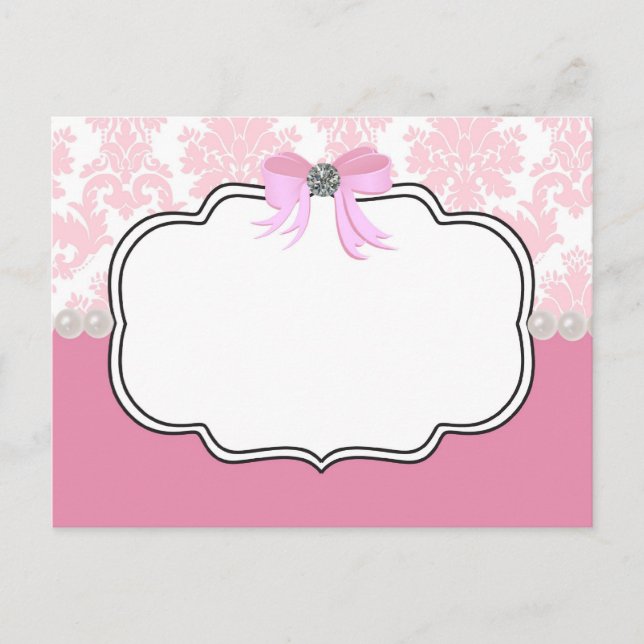 Invitación a la Damasco de Perlas y Diamantes Rosa (Anverso)