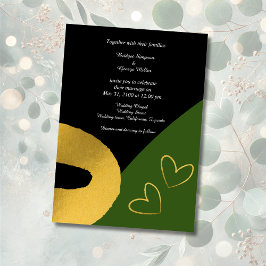 invitación a la decoración boda de oro negro glamu