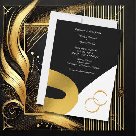 invitación a la decoración boda de oro negro glamu