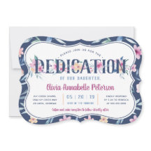 Invitación a la dedicción de bebé floral, primaver