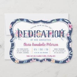 Invitación a la dedicción de bebé floral, primaver