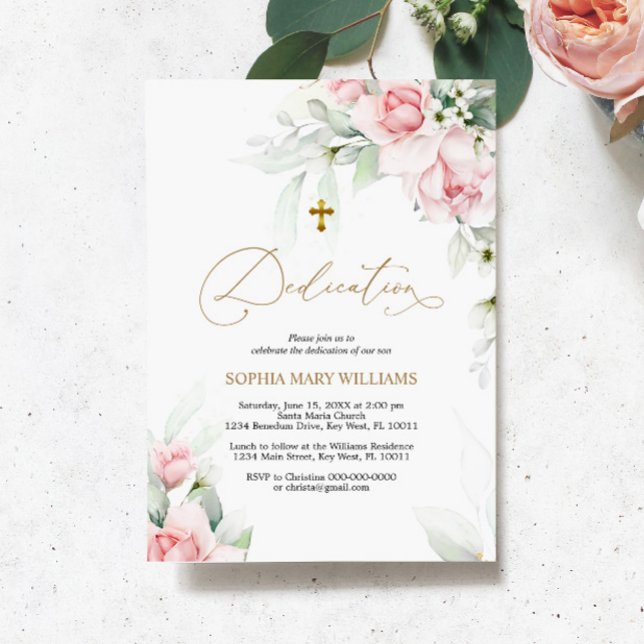 Invitación a la dedicción de eucalipto verde y oro (Subido por el creador)