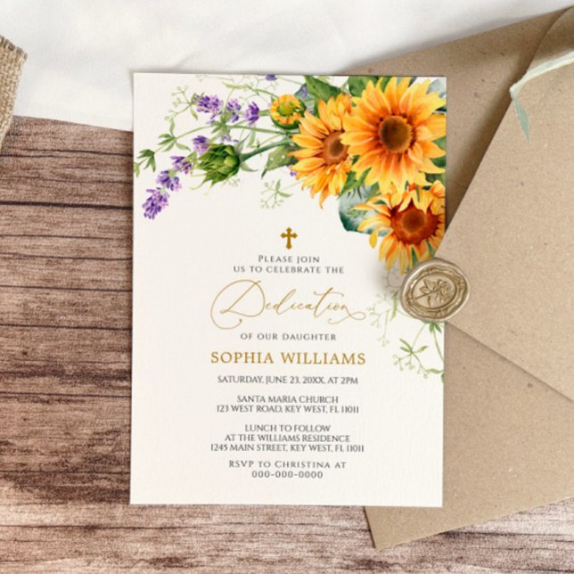 Invitación a la dedicción de girasoles y lavanda r (Subido por el creador)
