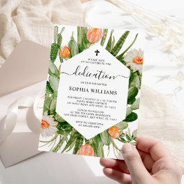 Invitación a la dedicción de marco de flores de ca