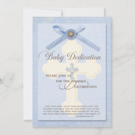 Invitación a la dedicción del bebé - Azul con cruz