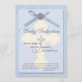 Invitación a la dedicción del bebé - Azul con cruz