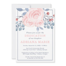 Invitación a la dedicción del bebé, bautismo, flor