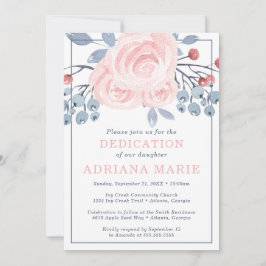 Invitación a la dedicción del bebé, bautismo, flor