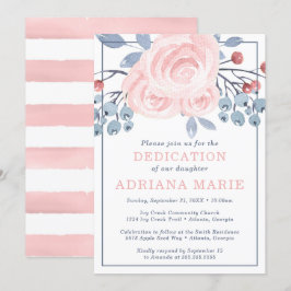 Invitación a la dedicción del bebé, bautismo, flor