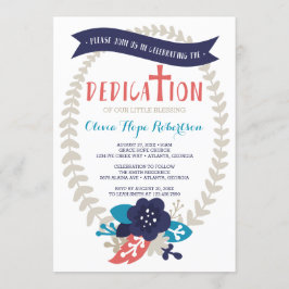 Invitación a la dedicción del bebé, floral, contem