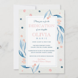 Invitación a la dedicción del bebé floral, marina,