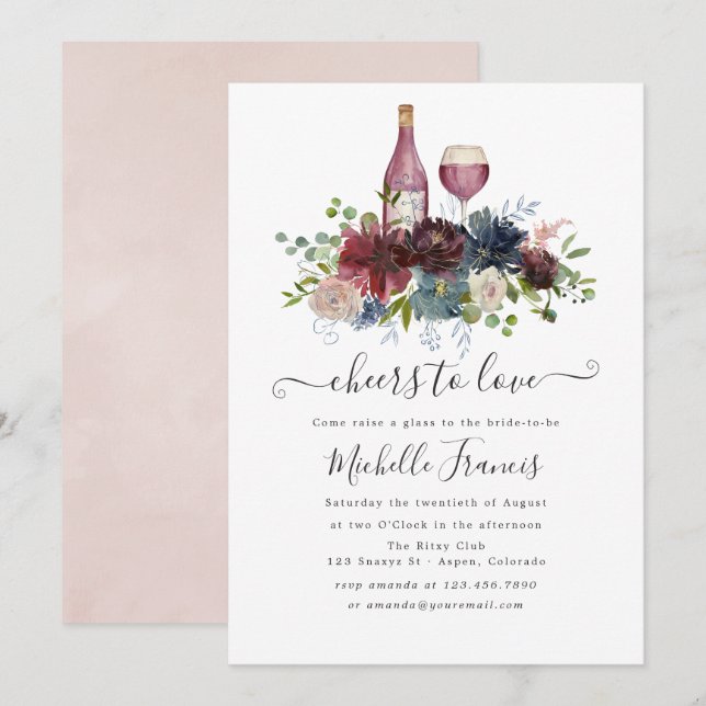 Invitación a la degustación de vino rosa de Borgoñ (Anverso / Reverso)