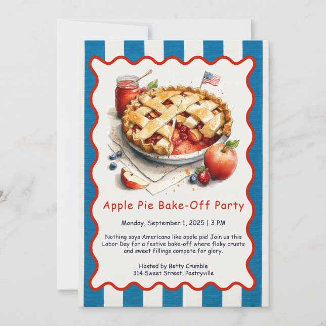 Invitación a la despedida de Apple Pie Pie Bake-Of (Anverso)