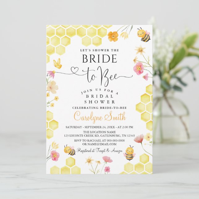 Invitación a la despedida de soltera Bride to Bee (Anverso de pie)