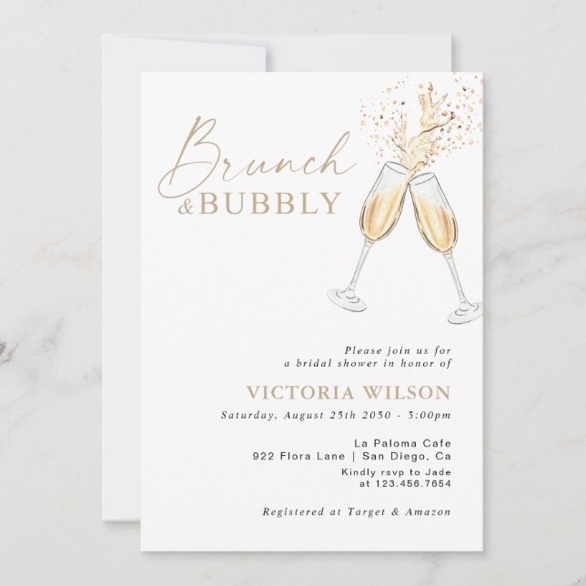 Invitación a la Despedida de Soltera Brunch y Burb (Anverso)