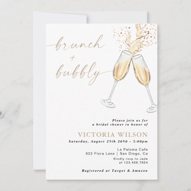 Invitación a la Despedida de Soltera Brunch y Burb (Anverso)