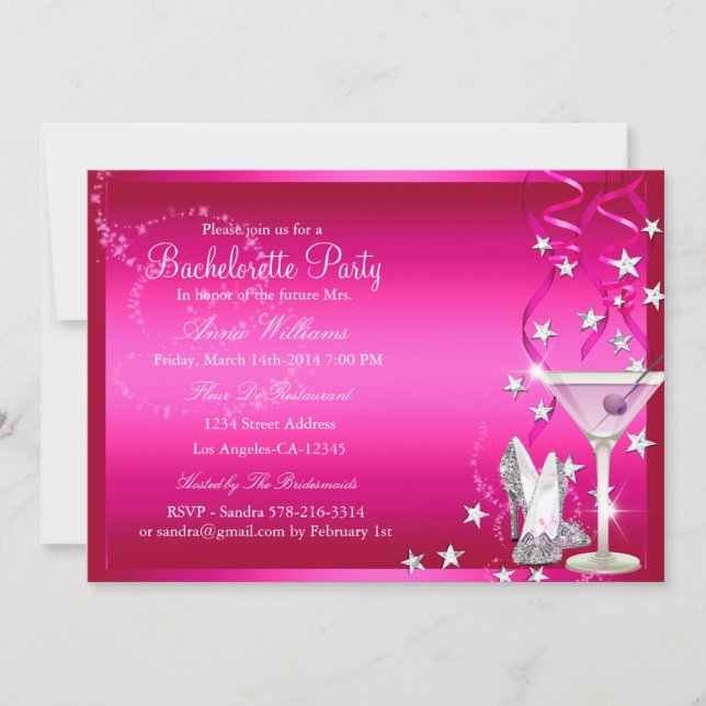 Invitación a la despedida de soltera con destellos (Anverso)