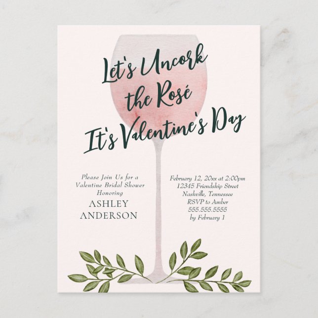 Invitación a la Despedida de Soltera con Rosé de S (Anverso)