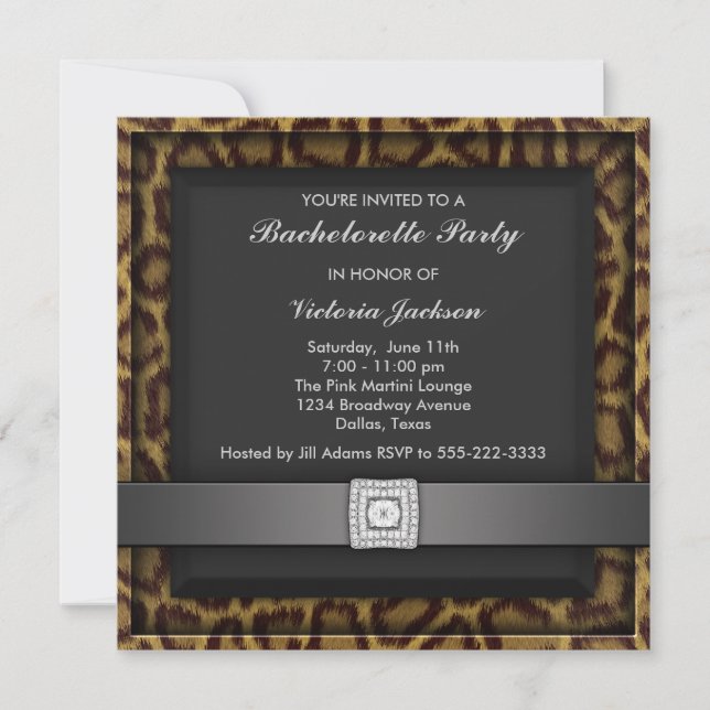 Invitación a la despedida de soltera de leopardo (Anverso)