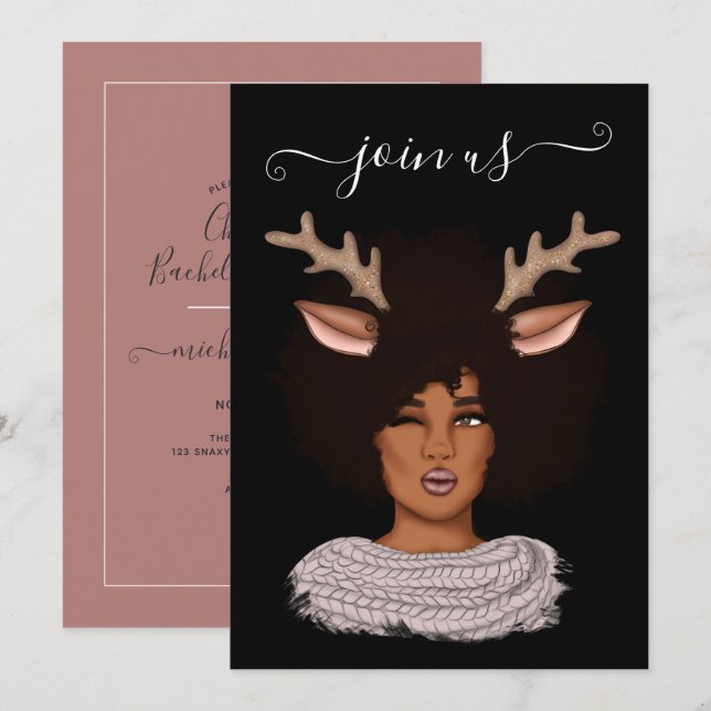 Invitación a la despedida de soltera de Navidad af (Anverso / Reverso)