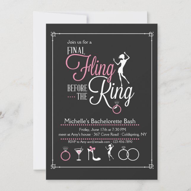 Invitación a la Despedida de Soltera Final Fling (Anverso)