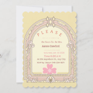 Invitación a la despedida de soltera   Flor rosa e